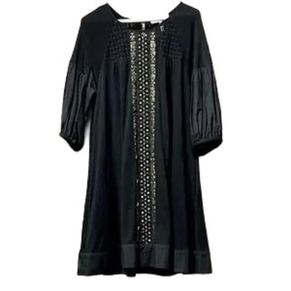 BCBG Max Azria RUNWAY Vintage Designer Dress with Intricate Gold Metallic Detail - Picture 1 of 9